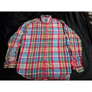 Polo Ralph Lauren Mens Button Down Colorful Plaid Shirt 17.5 XL